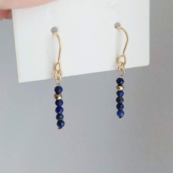 【No.286】ラピスラズリ 天然石 アレルギー対応 ハンドメイド イヤリング ピアス シンプル