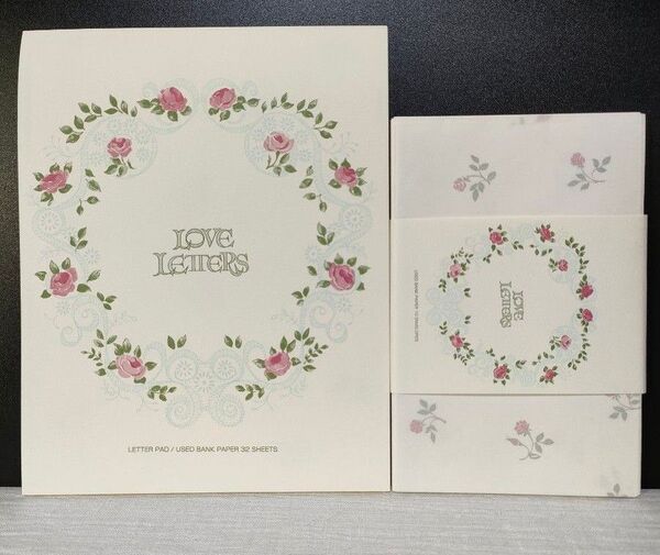 薔薇 レターセット LOVE LETTERS バンクペーパー 銀行帳簿用紙使用 希少 THREE DIAMONDS 便箋 封筒