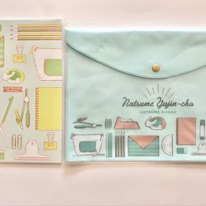新品未開封セット① 夏目友人帳 ニャンコ先生 ノート フラットポーチ まとめ売り ブルー 青