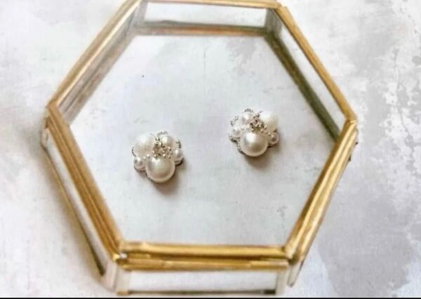 【受注制作】ハンドメイド パールとビジューのシンプルピアス NO.84 イヤリング 卒業式 入学式 結婚式 和装 浴衣