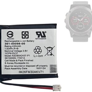 【新品・未使用】互換 Gar-min ガーミン Fenix 5X Fenix 5X Running 361-00098-00 電池