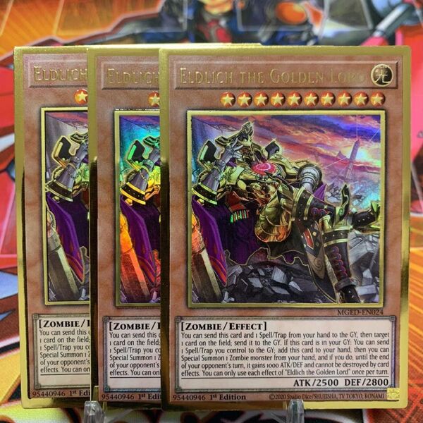 遊戯王【英語版】黄金卿エルドリッチ 絵違い プレゴル 3枚セット!