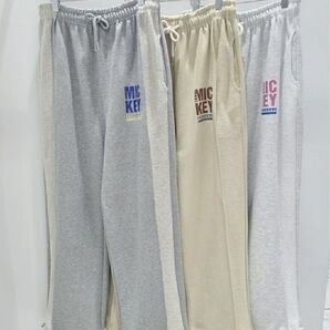 パンツ ミッキー ベージュ 裾調節可能