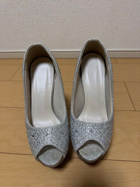 キャバ嬢ピンヒール小悪魔シルバー姫メタリック豪華ビーズグリッターラメオープントゥ