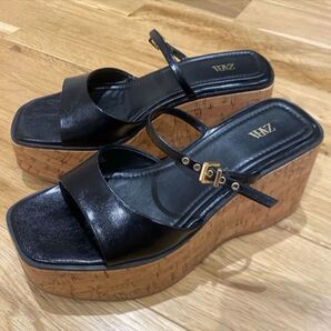 ZARA ザラ レディース サンダル 36 黒 コルクサンダル 靴 パンプス ブラック