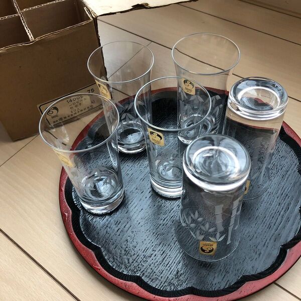 昭和レトロ 佐々木硝子 ビールグラス 切子ガラス