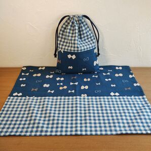 リボン柄の給食セット ハンドメイド