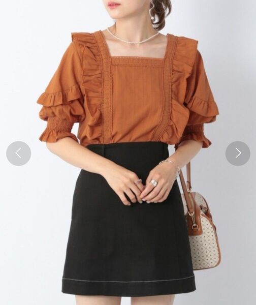 【新品】Heather ヘザー コットンフリル半袖ブラウス