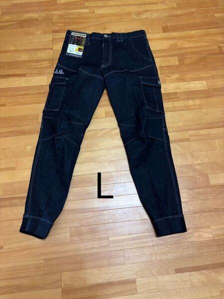 新品未使用品 デニム 作業ズボン 作業服下 ストレッチジャガーパンツ ストレッチ素材 Lサイズ82cm(股下丈75㎝)