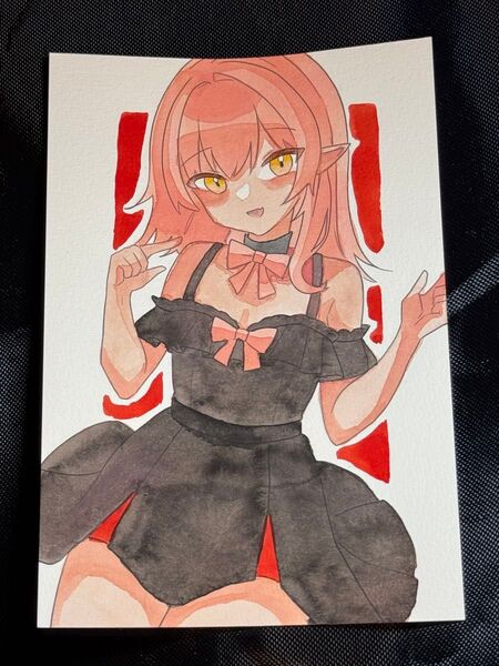 手描きイラスト オリジナルイラスト 原画 ハガキ 女の子 オリジナル