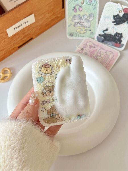 圧縮スポンジセット(4柄入り)台所用スポンジ