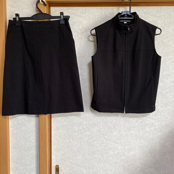 MICHEL KLEIN ベスト&スカートのセットアップ 2点セット ブラック 38