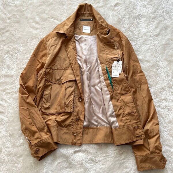 【未使用タグ付き】定価77000円 Paul Smith パリコレモデル ナイロンジャケット Mサイズ オレンジベージュ 光沢感