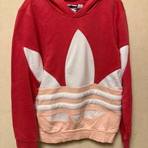 adidas Originals ビッグロゴ パーカー レッド ピンク