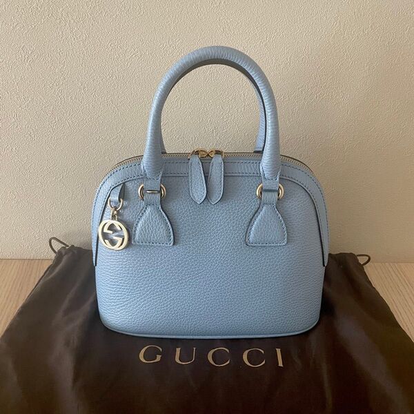 GUCCI グッチ バッグ ライトブルー レザー
