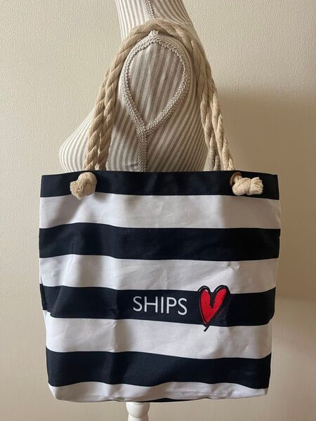 【SHIPS】トートバッグ サブバッグ ポーチ ミニバック ランチ おでかけ マリン ボーダー ハート ピクニック 散歩 わんこ