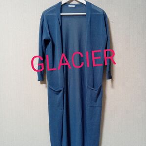 金曜限定セール☆GLACIER ロングカーディガン 七分袖 ブルー M クーラーの寒さ対策にも