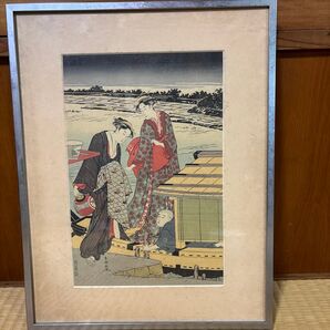 古い木版画 額縁付き