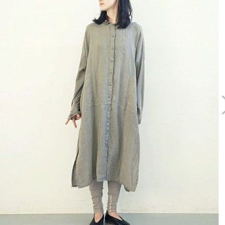 クリステンセンドゥノルド 定価79200円 リネン シャツワンピース ゆったり 長袖 麻