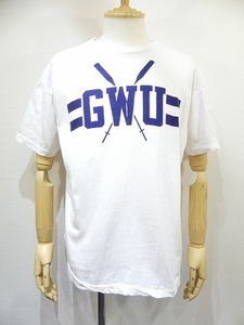 レア 美品 70s ビンテージ Champion チャンピオン バータグ 白 ボディ GWU カレッジ 染込み プリント Tシャツ XL 80s 60s 50s ランタグ