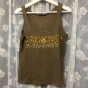 INGNIタンクトップバックプリントデコセクシーカーキインナー コットンクラブ