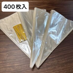 シンプルチョコ 三角形 OPP袋 タイ付属 400枚 透明 大容量 ラッピング袋 包装 つつみ紙 食品包材 クレープ