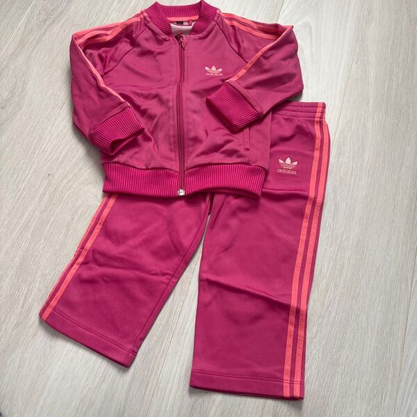 adidas ベビー ジャージ上下セット ピンク 100