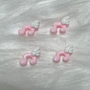 ネイルパーツ 4P 音符 羽 ピンク