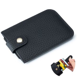 カードケース 薄型 定期入れ パスケース カード入れ 名刺ホルダー 本革 ブラック