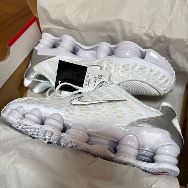 新品未使用 28.5cm NIKE W SHOX TL WHITE METALIC SILVER ナイキ ショックス 白 シルバー