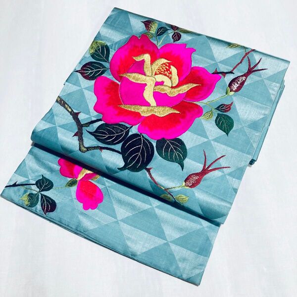 薔薇の刺繍 アンティーク名古屋帯