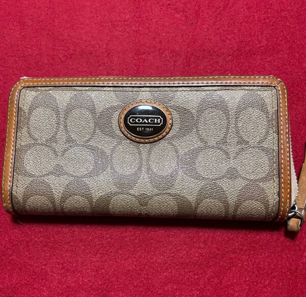 COACH ラウンドファスナー 長財布 コーチ レザー シグネチャー ウォレット