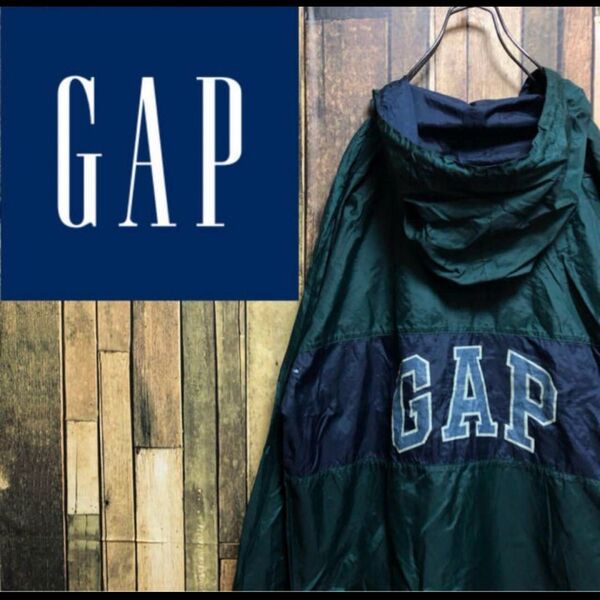 【レア】oldGAP オールドギャップ 海外古着 マウンテンパーカー【S】緑 パーカー 上着 アウター 羽織 古着 スポーティ