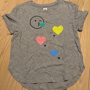 GAP キッズ Tシャツ ハート柄 グレー Sサイズ