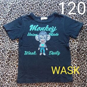 ワスク WASK キッズ 半袖 tシャツ 120 男の子 ベベ サル ラメ 黒 Tシャツ 子供服 キッズ
