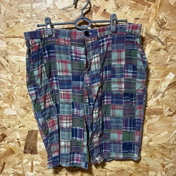 チェック柄 ハーフパンツ メンズ 古着 パッチワーク