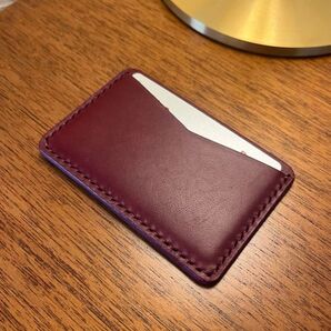 【レザーパスケース】本革イタリアンレザー ワイン ボルドー RE 交通系ICカード入れ 電子マネー シンプル ハンドメイド 1点物