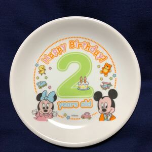 Disney ミッキーマウス&ミニーマウス 2歳 バースデープレート 陶器皿