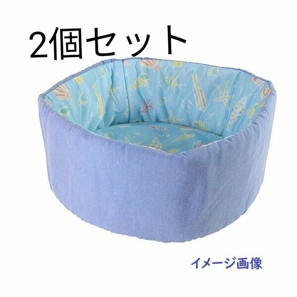 【2個セット】キャティーマン クールズ サークルベッド ブルー 抗菌 接触冷感