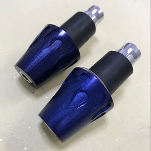 バイクバーエンドキャップ Fire ブルー * 取付カラー 六角レンチ付き 【全素材ハンドル対応】 アルミバーエンド
