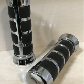 【新品】 アルミカバーバイクグリップ (1インチ) ボーダー* アメリカングリップ ハーレーグリップ 他 *銀/黒