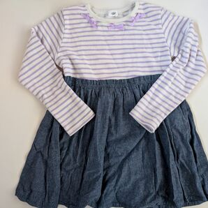 シンプルフリー 女の子 ワンピース キッズ 長袖ワンピース