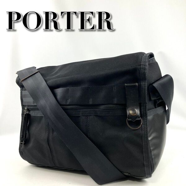 PORTER ポーター ショルダー メッセンジャーバッグ ヒート 斜め掛け ナイロン ブラック
