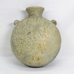 【Y885】古美術品 須恵器 土器 本歌 時代保証 提瓶 発掘品 出土品 時代物 釉薬の掛かった良いあがり
