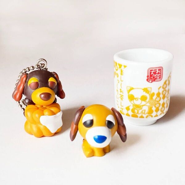 美品 お茶犬くつろぎ和茶器 湯呑 ボブルヘッドお茶犬 お茶犬キーホルダー ストラップ 4種類