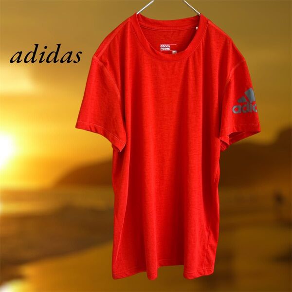 【最終価格】adidas アディダス 半袖Tシャツ 半袖 赤 レッド drydye ロゴあり 採寸サイズあえばユニセックス可