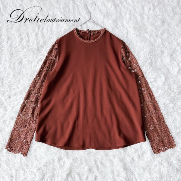 Droite lautreamont ドロワットロートレアモン (M) レース切替ブラウス トップス 長袖 日本製