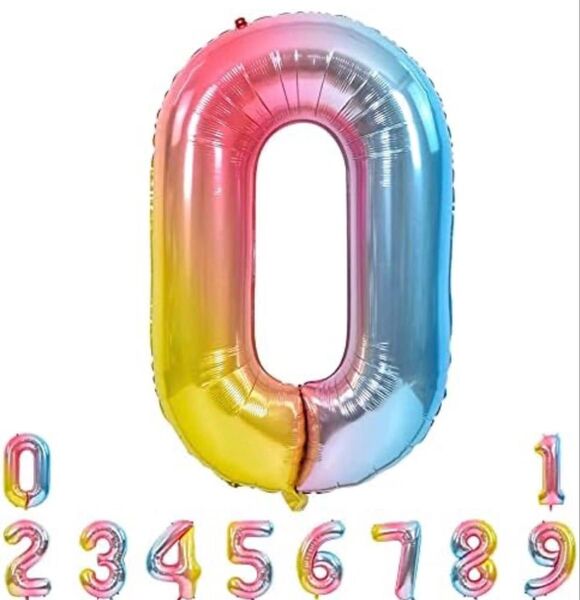 風船 数字バルーン カラフル アルミ風船 誕生日 七五三 40インチ ナンバー0