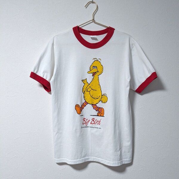 Vintage セサミストリート ビッグバード リンガーTシャツ M白トリムT bigbird ヴィンテージ
