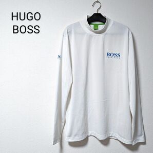 美品 HUGO BOSS ゴルフウェアハイネック長袖カットソー オフホワイトXL ヒューゴボス白MOISTURE MANAGER